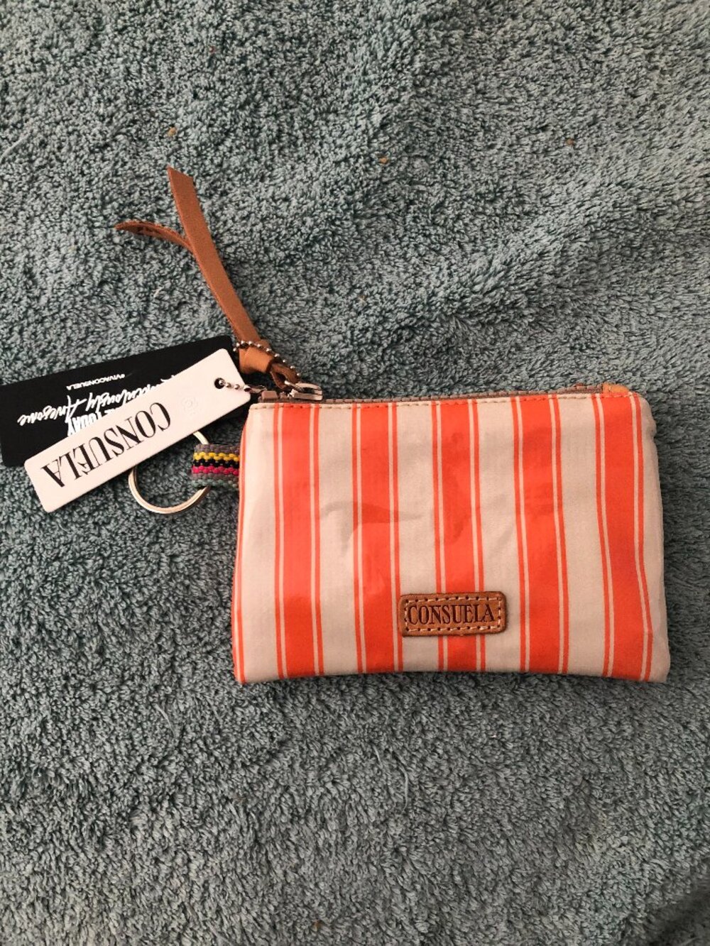 Consuela Orange & Cream Zippered Coin Purse